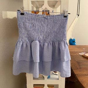 blue and white striped smock skirt